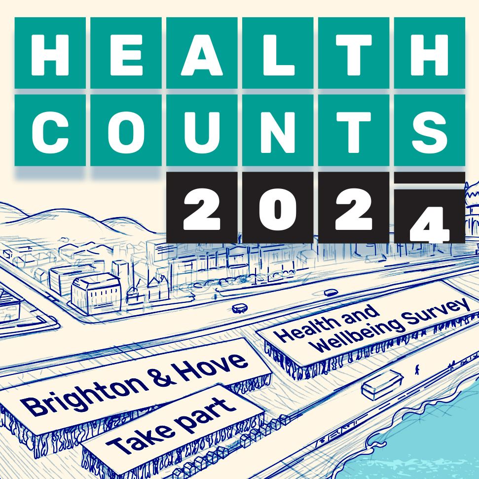 Health Counts 2024. Brighton and Hove health and wellbeing survey. Take part and find our more.